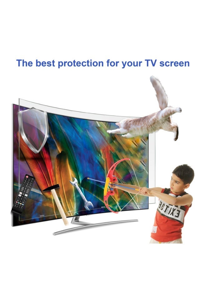 witforms 65 Inch Curve TV Screen Protector, Ultra Shock Protection, Shatterproof, Waterproof, Blue and UV Protection .Easy Installation and Suitable for All Screen Types. - Image 2